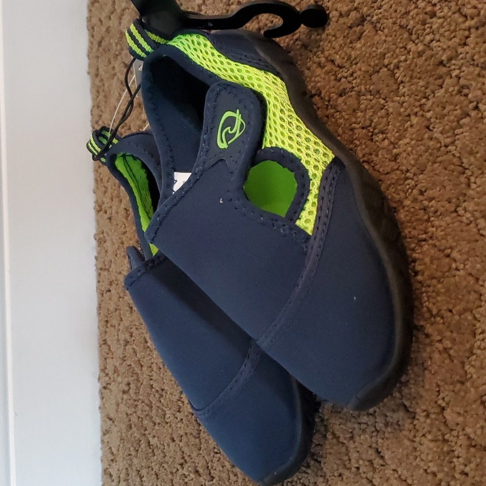 Toddler Boys Girls Wave Zone Surfer Water Shoes Size 10 Navy Blue Lime NWT